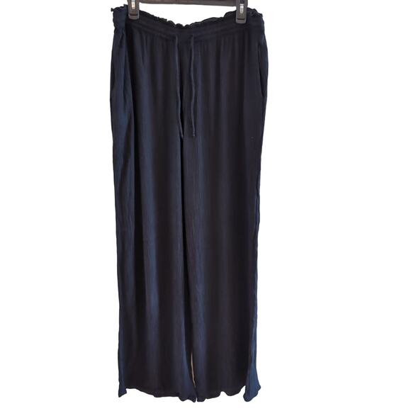 Iisla & Bird Black Gauze Pull On High Waist Wide Leg Pants Size 14 - Picture 1 of 10